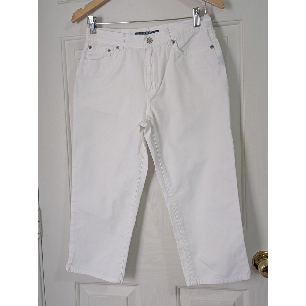 Lauren Ralph Lauren Cropped Jeans Womens 4 White Classic Preppy Luxury Logo EUC